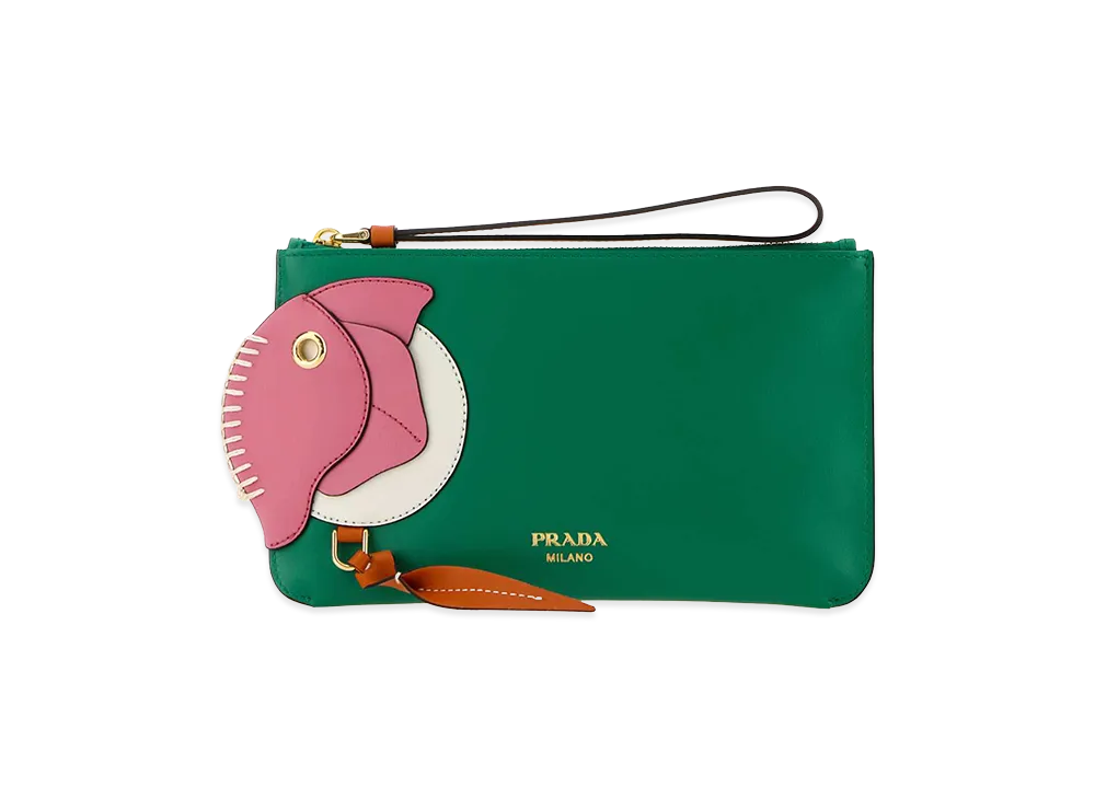 PRADA Wonen's Leather Pouch "Green"