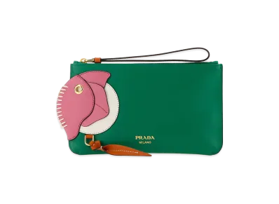 PRADA Wonen's Leather Pouch "Green"