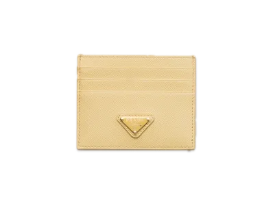 PRADA Saffiano Triangle Card Holder "Vanilla"