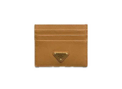 PRADA Saffiano Triangle Card Holder "Camel"