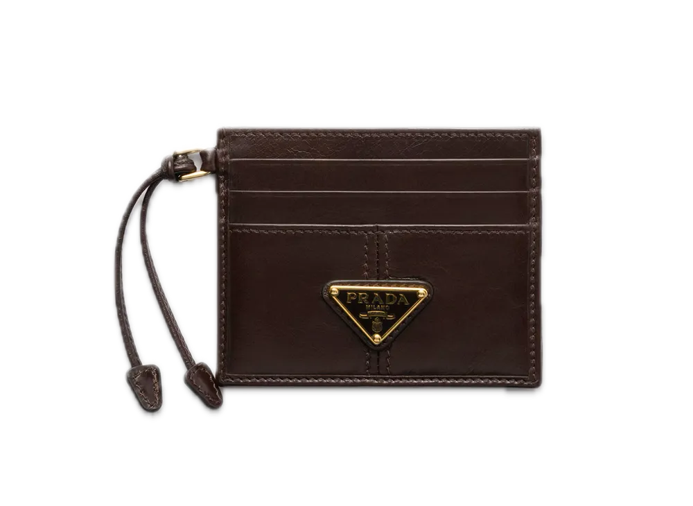 PRADA Soft Lux Leather Card Case "Dark Brown"