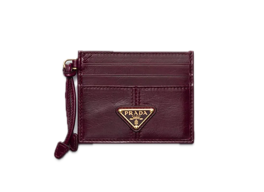 PRADA Soft Lux Leather Card Case "Bordeaux"