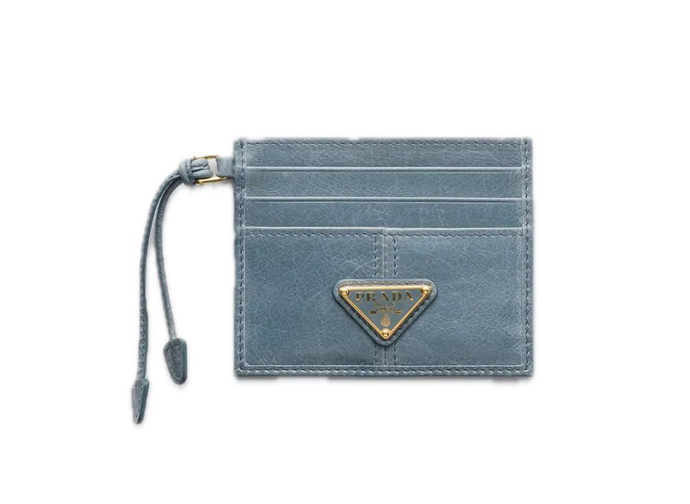 PRADA Soft Lux Leather Card Case "Blue"