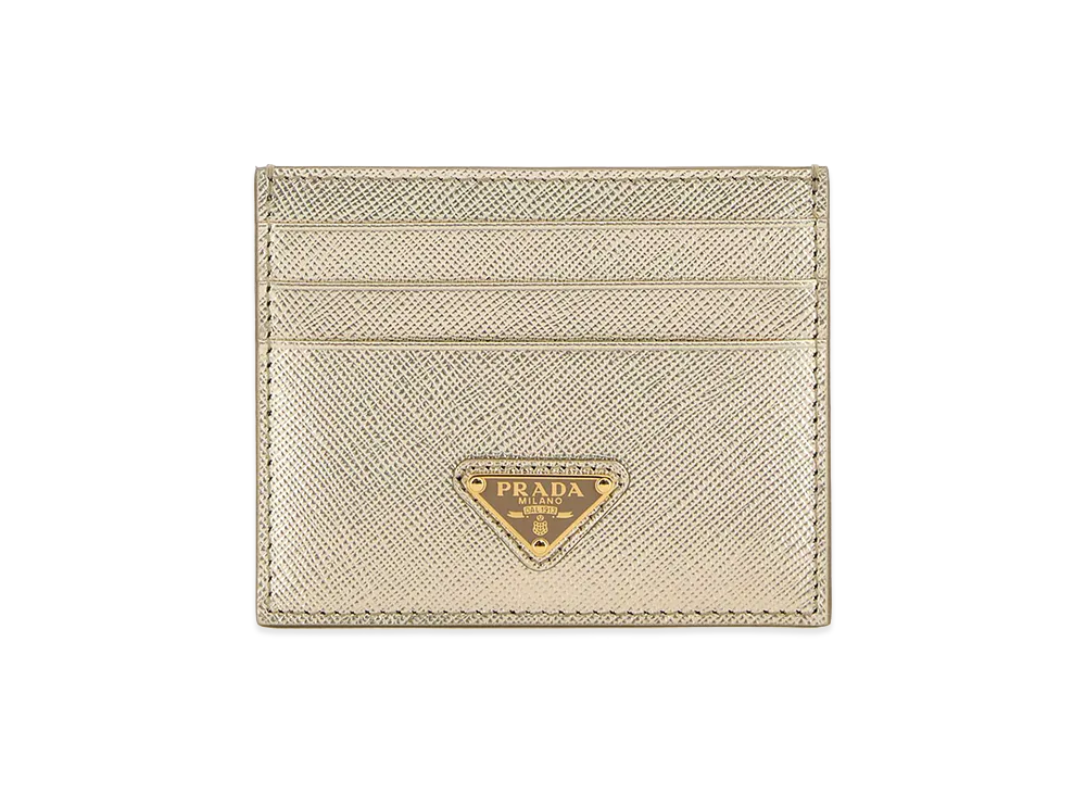 PRADA Women's Leather Card Holder "Gold"