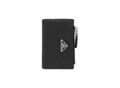 PRADA Saffiano Triangle Card Case "Black"