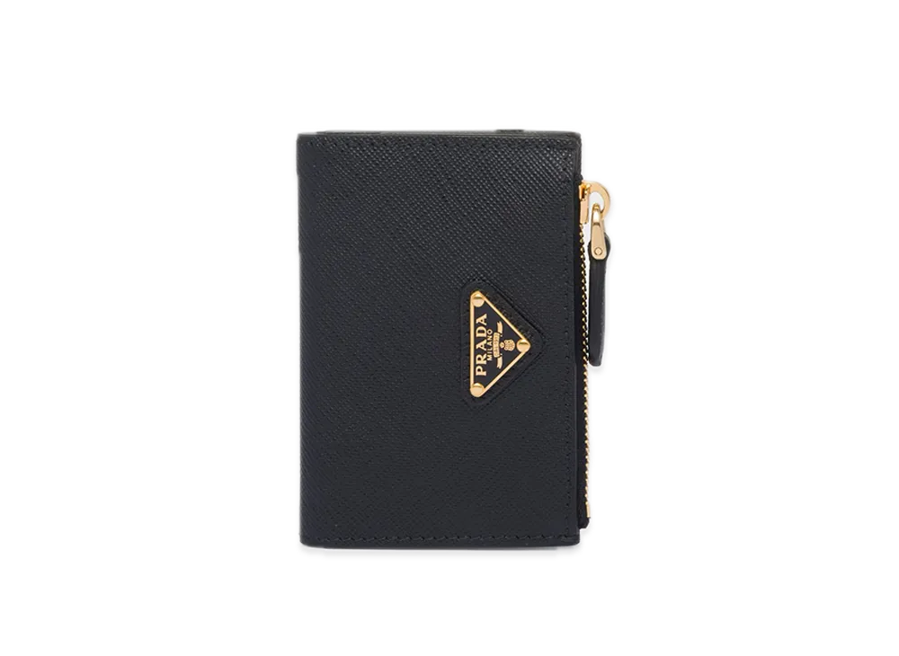 PRADA Saffiano Triangle Card Case "Black"