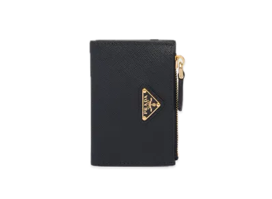 PRADA Saffiano Triangle Card Case "Black"
