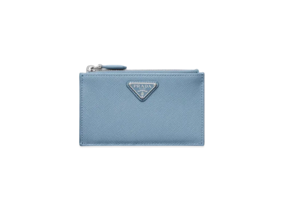 PRADA Saffiano Leather Card Holder "Light Blue"