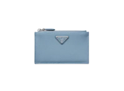 PRADA Saffiano Leather Card Holder "Light Blue"