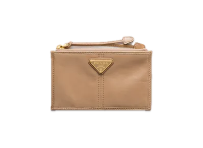 PRADA Leather Card Case with Zipper "Cameo Beige"