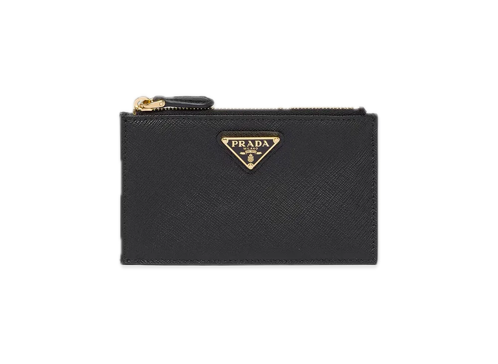 PRADA Saffiano Triangle Card Case "Black"