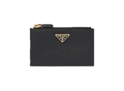PRADA Saffiano Triangle Card Case "Black"