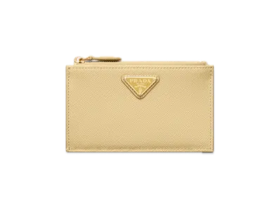 PRADA Saffiano Triangle Card Case "Vanilla"