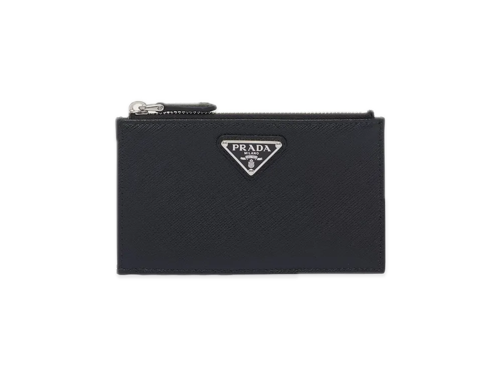 PRADA Saffiano Triangle Card Case "Black"