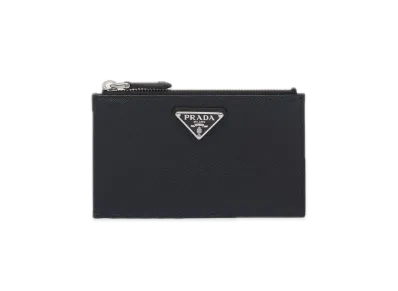 PRADA Saffiano Triangle Card Case "Black"