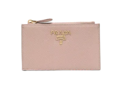 PRADA Women's Powder Leather Card Holder "Pink"