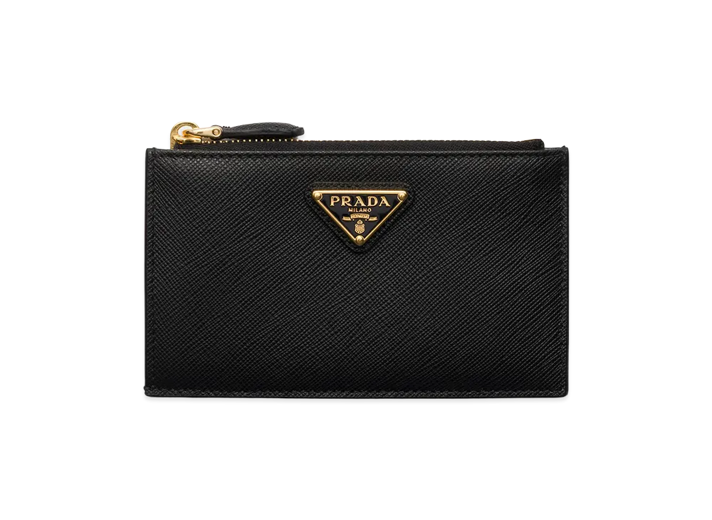 PRADA Printed Saffiano Leather Card Case "Black"