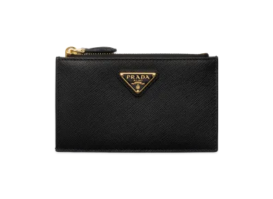 PRADA Printed Saffiano Leather Card Case "Black"