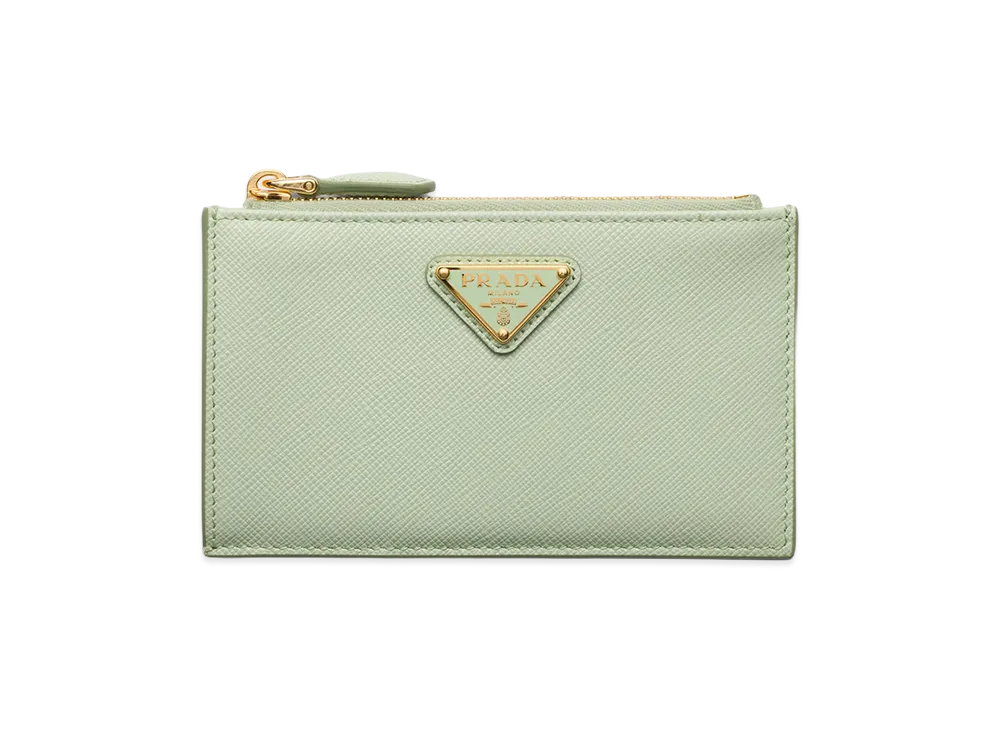 PRADA Printed Saffiano Leather Card Case "Aqua"