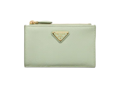 PRADA Printed Saffiano Leather Card Case "Aqua"