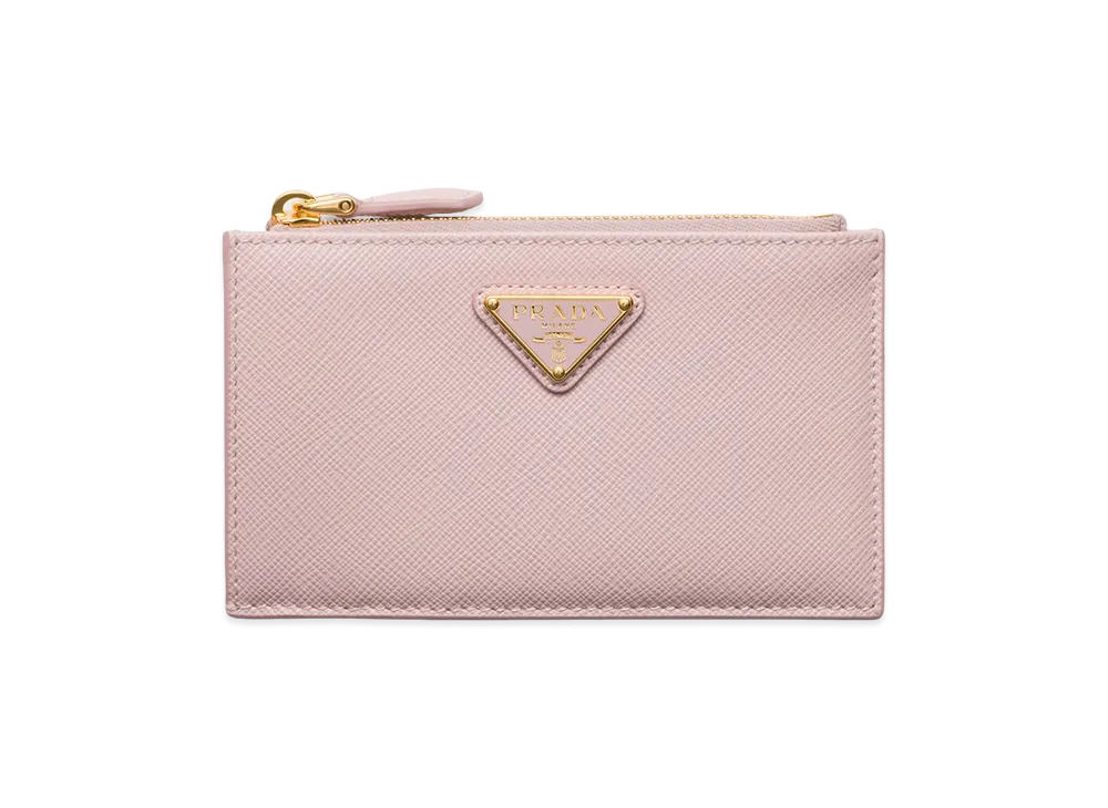 PRADA Printed Saffiano Leather Card Case "Alabaster Pink"