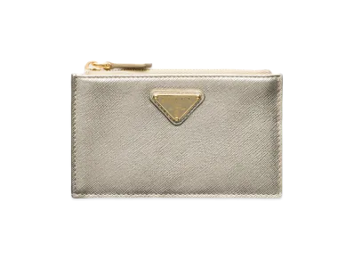 PRADA Saffiano Triangle Card Case "Pyrite"