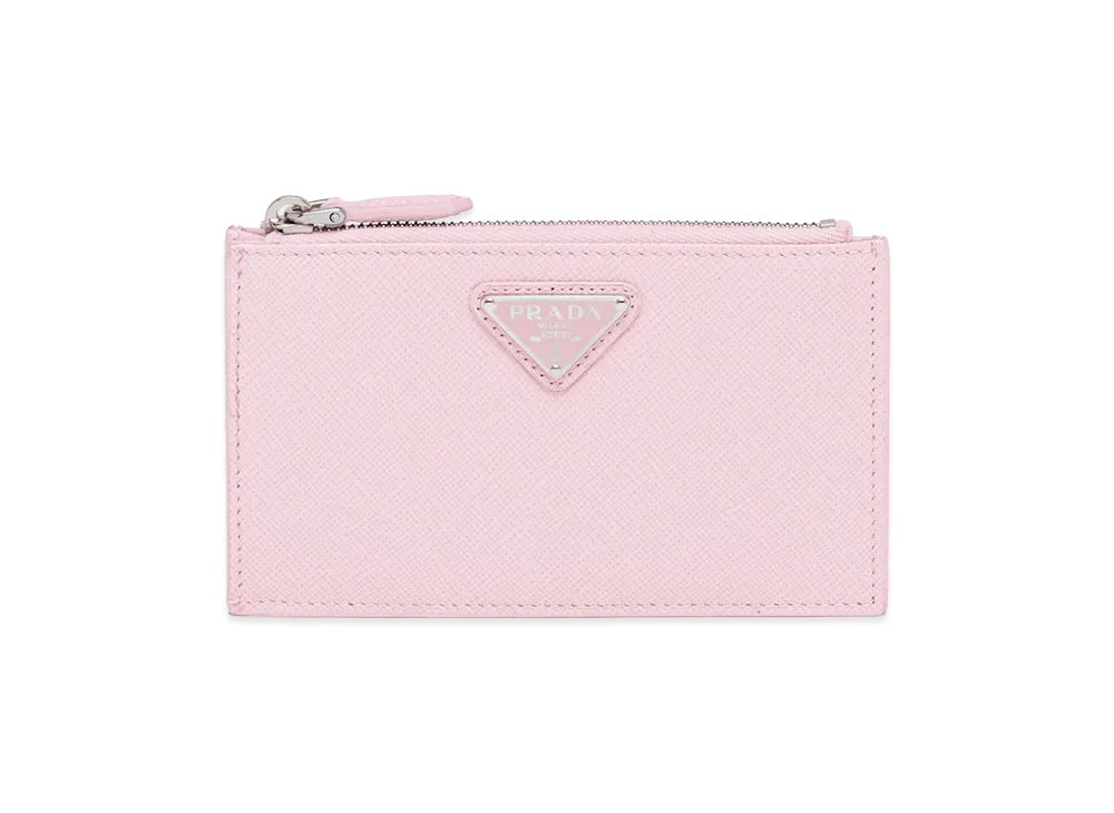 PRADA Saffiano Triangle Card Case "Alabaster"