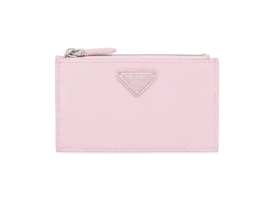 PRADA Saffiano Triangle Card Case "Alabaster"