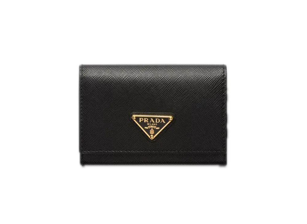 PRADA Saffiano Triangle Card Case "Black"