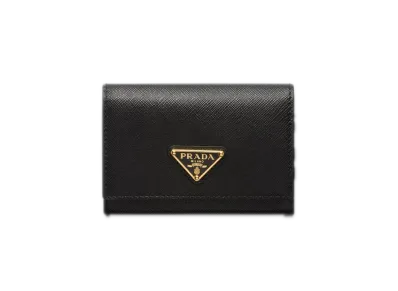 PRADA Saffiano Triangle Card Case "Black"