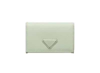PRADA Saffiano Triangle Card Case "Pastel Green"