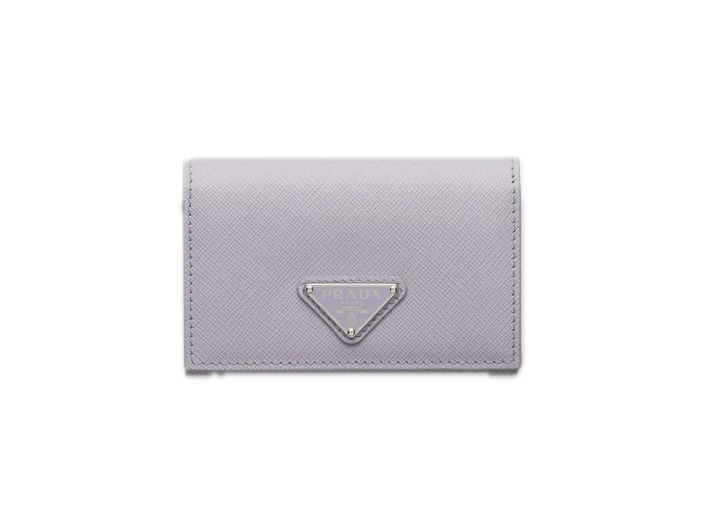 PRADA Saffiano Triangle Card Case "Pastel Purple"
