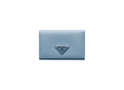PRADA Saffiano Leather Card Holder "Light Blue"