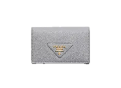 PRADA Leather Card Case "Light Gray"