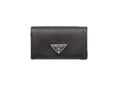PRADA Saffiano Triangle Card Case "Black"