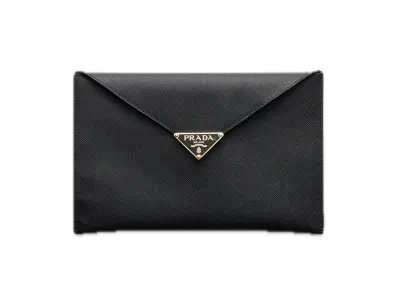 PRADA Saffiano Leather Envelope Clutch "Black"