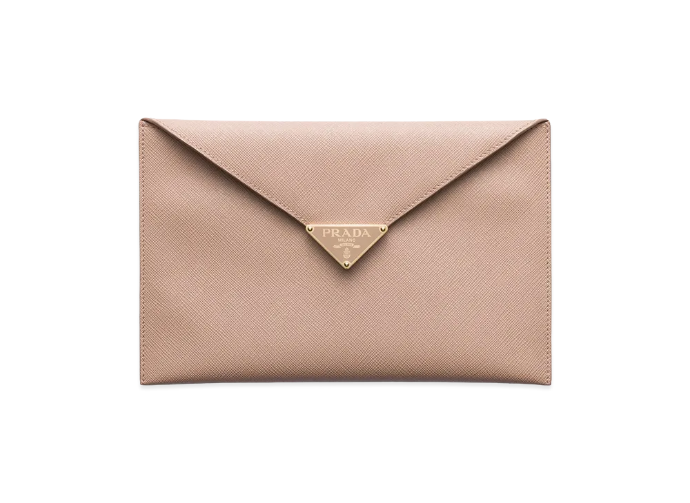 PRADA Saffiano Leather Envelope Clutch "Powder Pink"