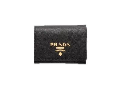 PRADA Saffiano Multicolor Wallet "Black/Pale Pink"