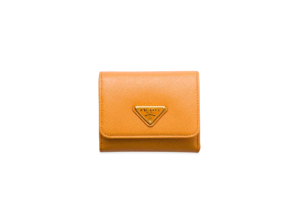 PRADA Small Saffiano Leather Wallet "Mustard Yellow"