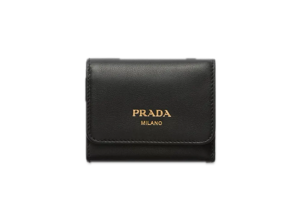 PRADA Soft Grain Leather Wallet "Black"