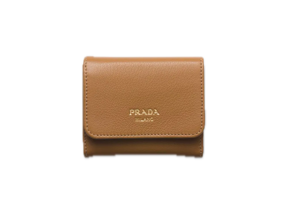 PRADA Soft Grain Leather Wallet "Camel"