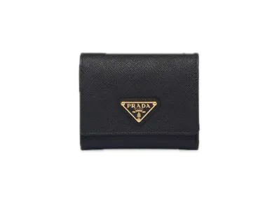PRADA Saffiano Triangle Wallet "Black"