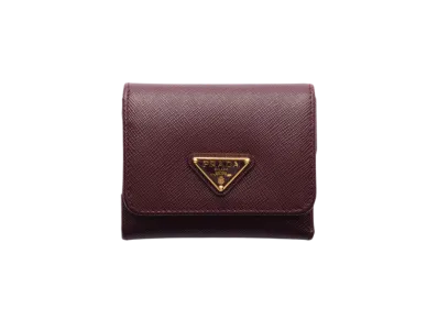 PRADA Saffiano Triangle Wallet "Bordeaux"