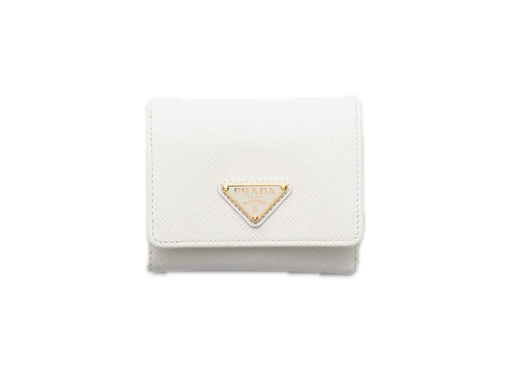 PRADA Saffiano Triangle Wallet "White"