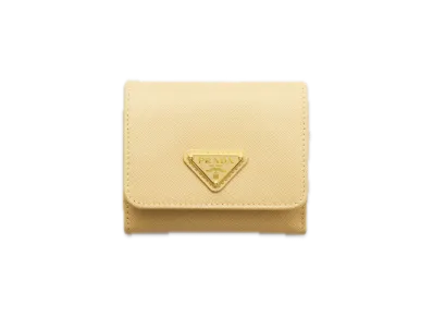 PRADA Saffiano Triangle Wallet "Vanilla"