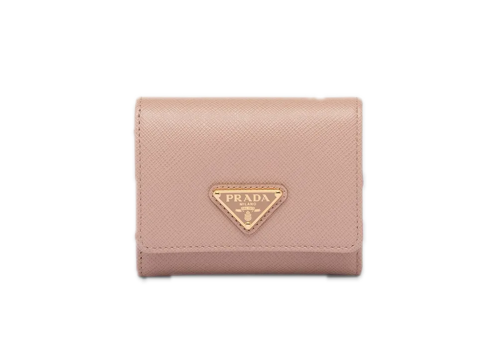 PRADA Saffiano Triangle Wallet "Pink Beige"