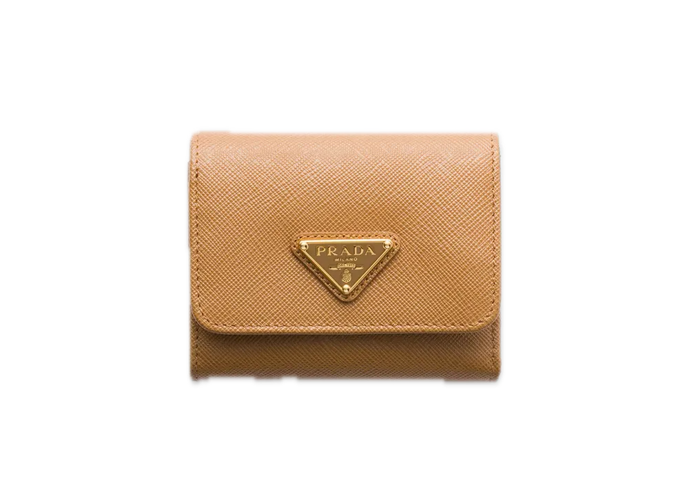 PRADA Saffiano Triangle Wallet "Camel"