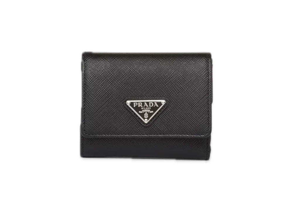 PRADA Saffiano Triangle Wallet "Black"