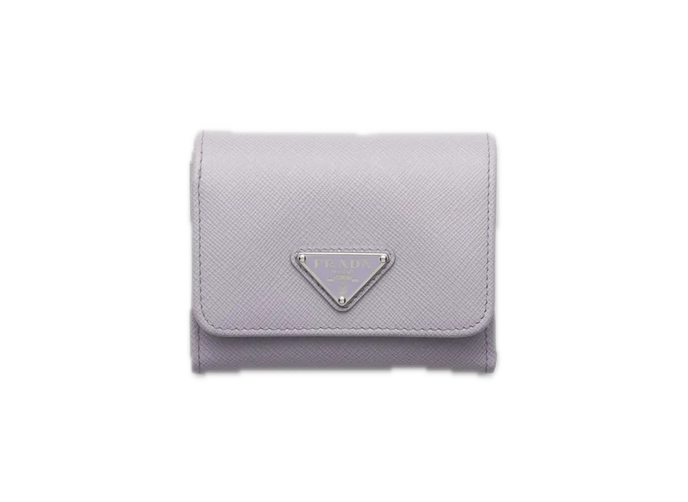 PRADA Saffiano Triangle Wallet "Pastel Purple"
