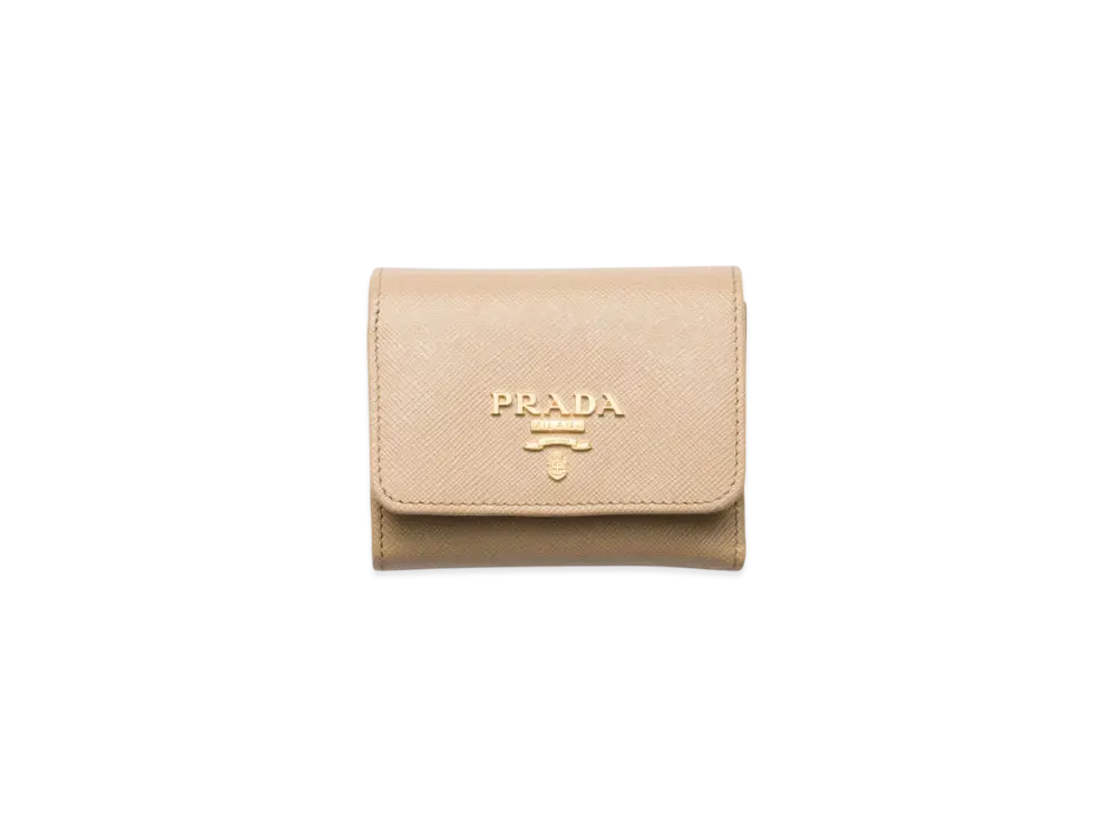 PRADA Small Saffiano Leather Wallet "Sand/Camel"